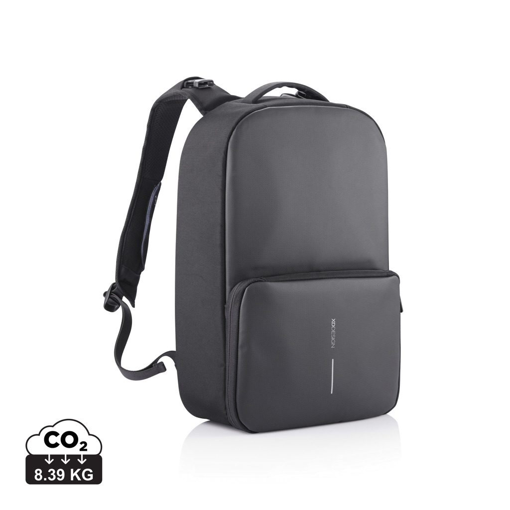Sac de sport antivol promotionnel en rPET Flex noir / Bleu marine